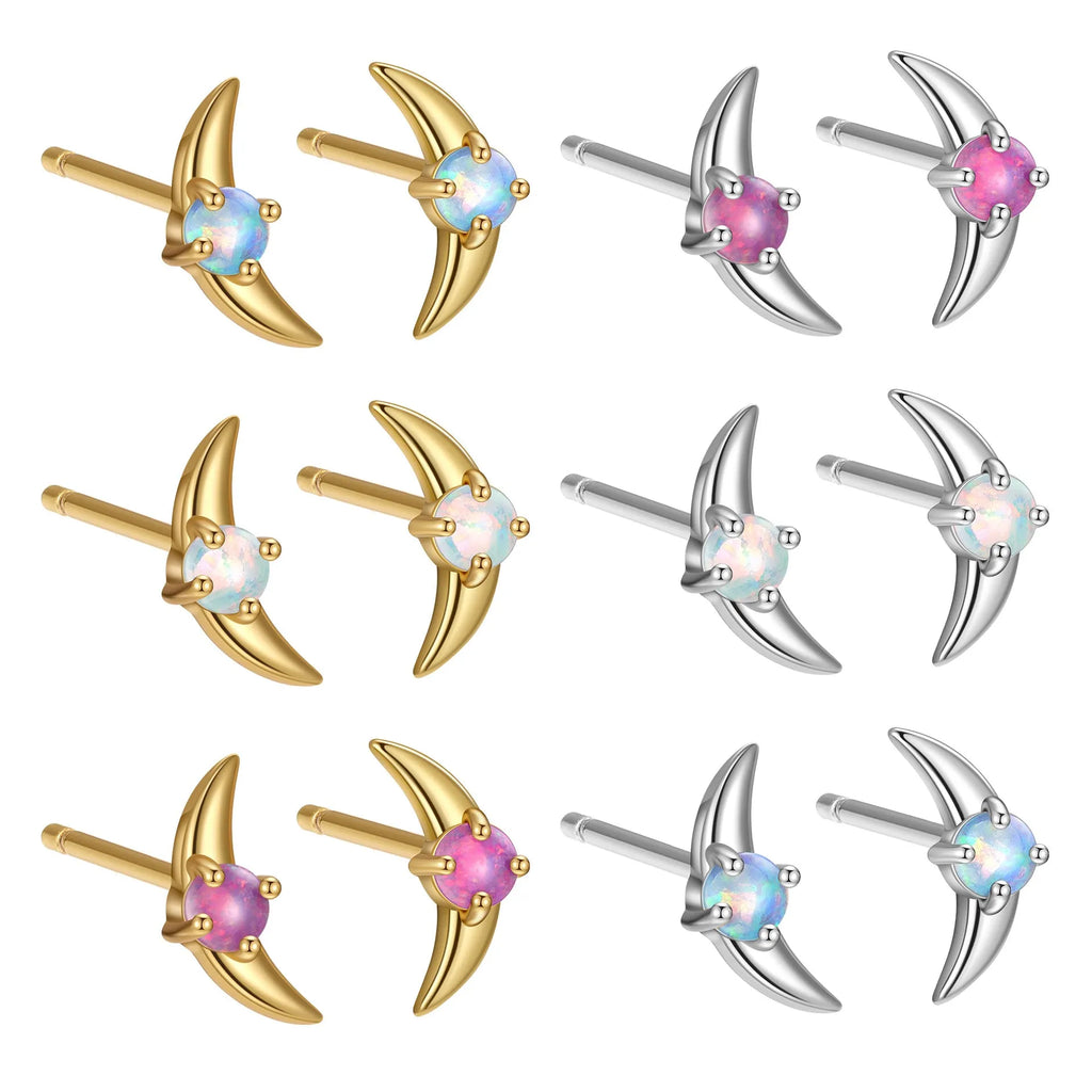 Geometric women's earrings in 925 silver with gold plating and a blue cubic zirconia stone.