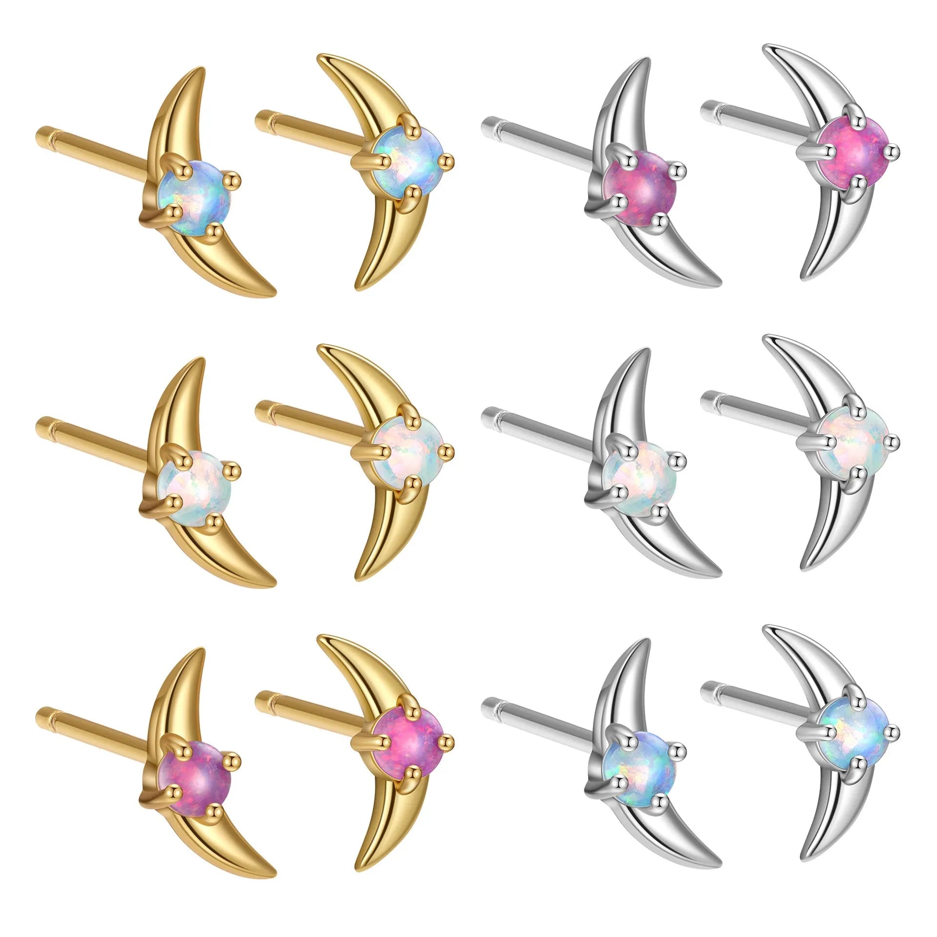 Geometric women's earrings in 925 silver with gold plating and a blue cubic zirconia stone.