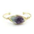 Natural raw gemstone bracelet with 8mm rough amethyst and citrine crystals in ethnic unisex style