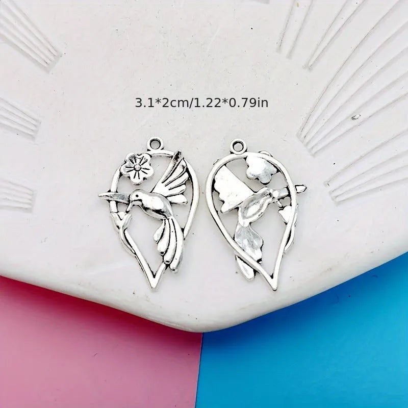 Alloy magpie cuckoo bird pendant with electroplated finish for DIY jewellery making