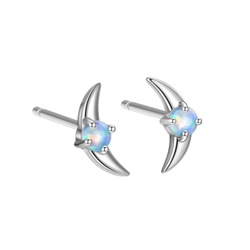 Geometric women's earrings in 925 silver with gold plating and a blue cubic zirconia stone.