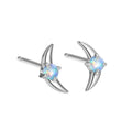 Geometric women's earrings in 925 silver with gold plating and a blue cubic zirconia stone.