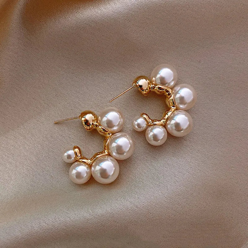 Red alloy drop earrings for women with a hanging bell charm design