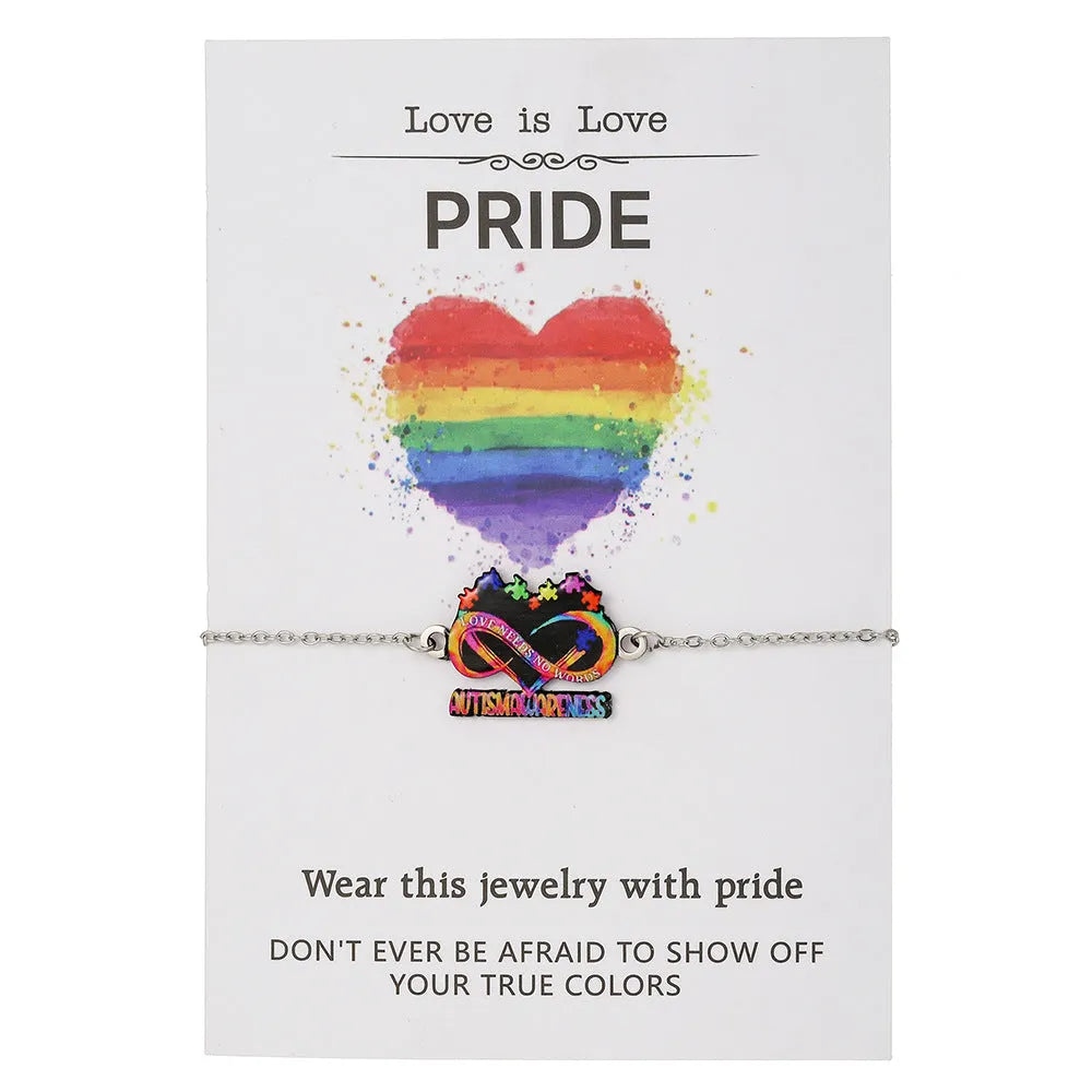 Stainless steel necklace and bracelet set with inspirational colour printing and friendship designs