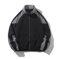 Men's black casual jacket with contrast colour stitching detail on the front, showing side seam pockets.