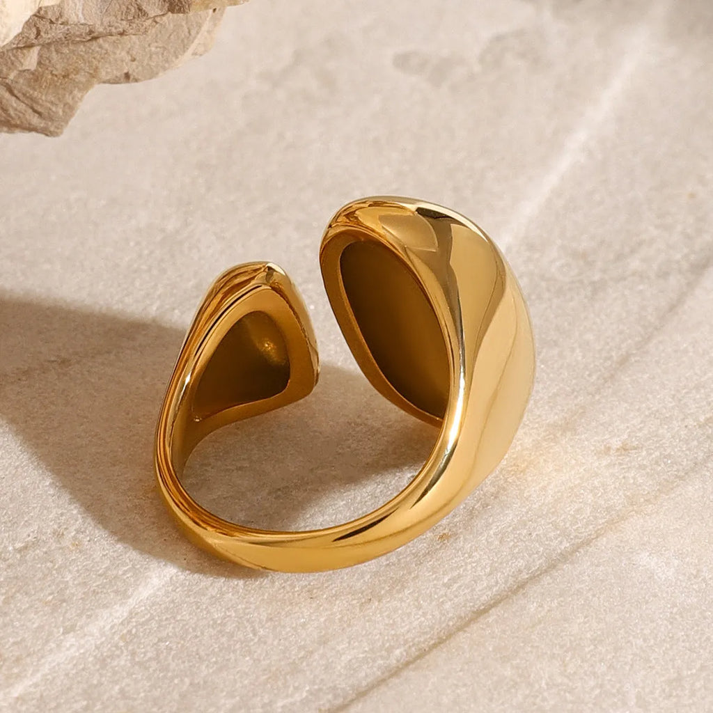 Women's exaggerated geometric stainless steel open ring in JDR2405081 colour