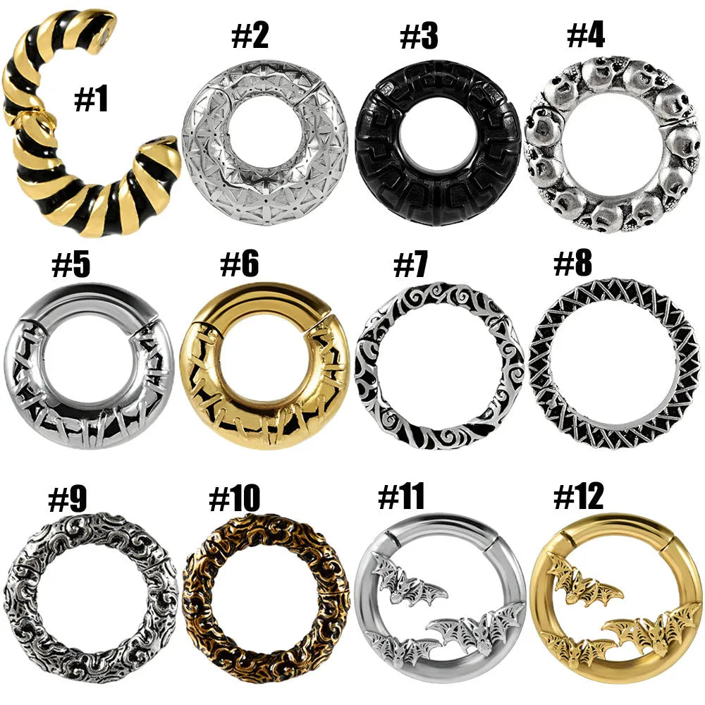 Fashion stainless steel totem pattern earrings showing electroplated colour options for OL style dressing