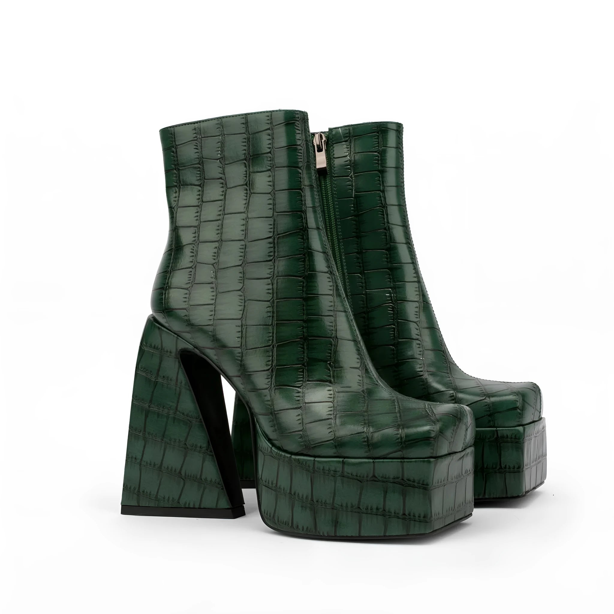 Women's solid-colour ankle boots with a high heel, shown in available shades.