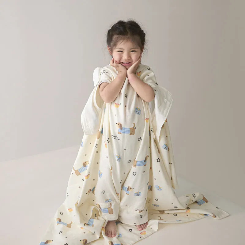 Anti-kick summer blanket in a themed colour like Cloud Bear Star Dream, shown with a matching pillowcase.