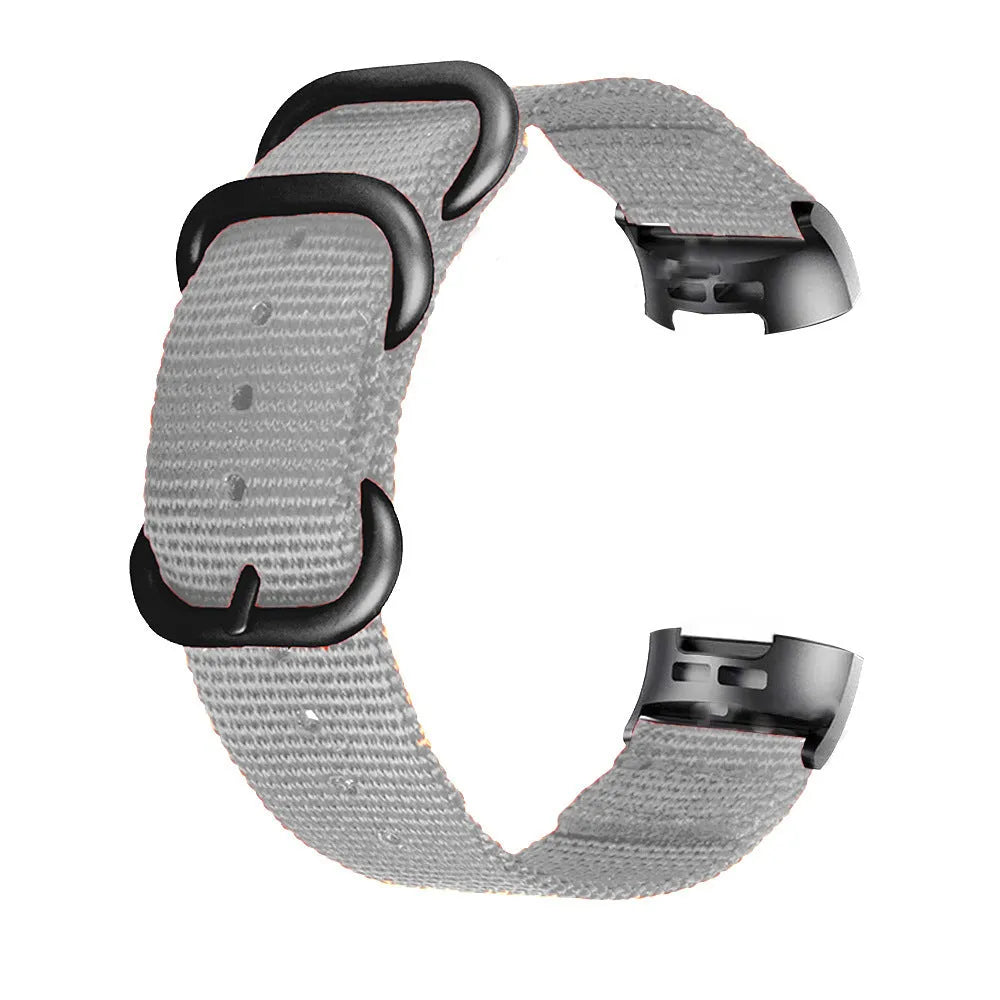 Fitbit Charge nylon replacement strap with three-ring buckle in Army Green colour