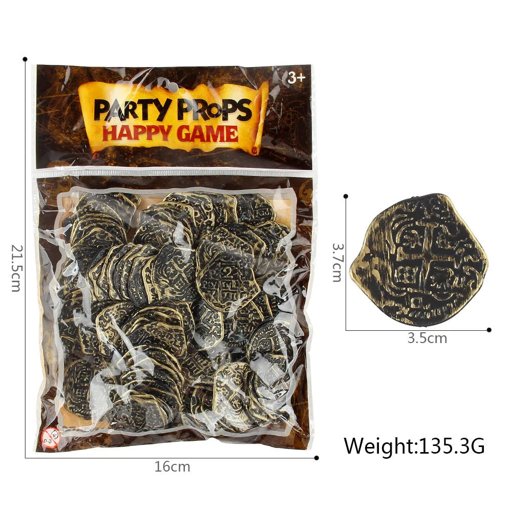 100 plastic replica Roman coins in bronze, gold, or silver electroplated finish for decorative or gaming use