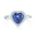 Heart-shaped sterling silver ring with an ice flower cut zircon gemstone in a Tan Sang colour.