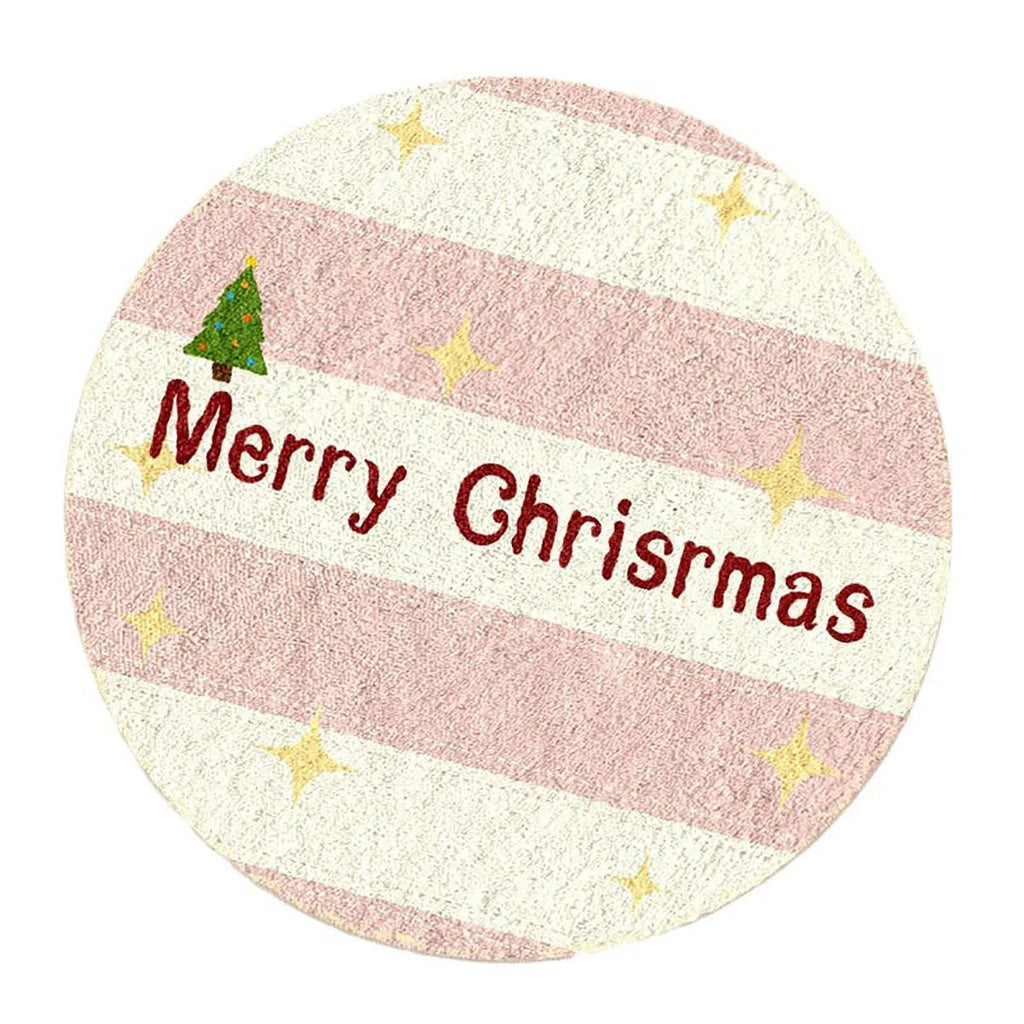Alien-shaped Christmas floor mat in imitation cashmere with festive holiday patterns