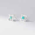 Geometric cross quadrangle stud earrings in sterling silver with gold or silver plating options