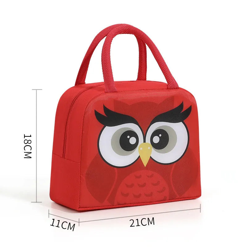 Children's insulated lunch box bag with cartoon animal design and aluminium foil insulation