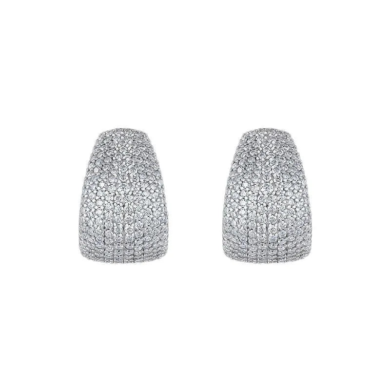 Pair of S925 sterling silver geometric stud earrings with D-E colour moissanite stones