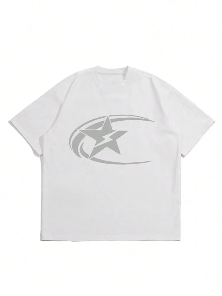 Men's pure cotton Japanese retro style T-shirt in dark grey, short sleeve casual design