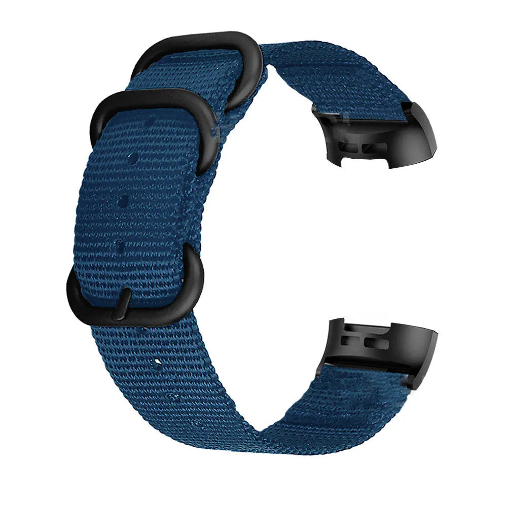 Fitbit Charge nylon replacement strap with three-ring buckle in Army Green colour