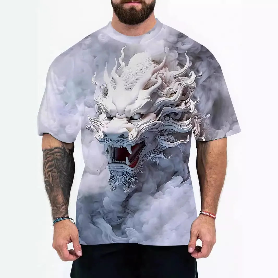 Men's loose fit T-shirt with short sleeves in chemical fibre blend fabric