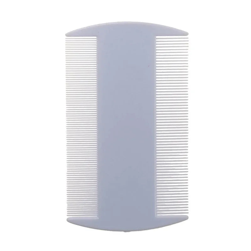 Fine-toothed double-edged plastic lice and flea comb in multiple colours
