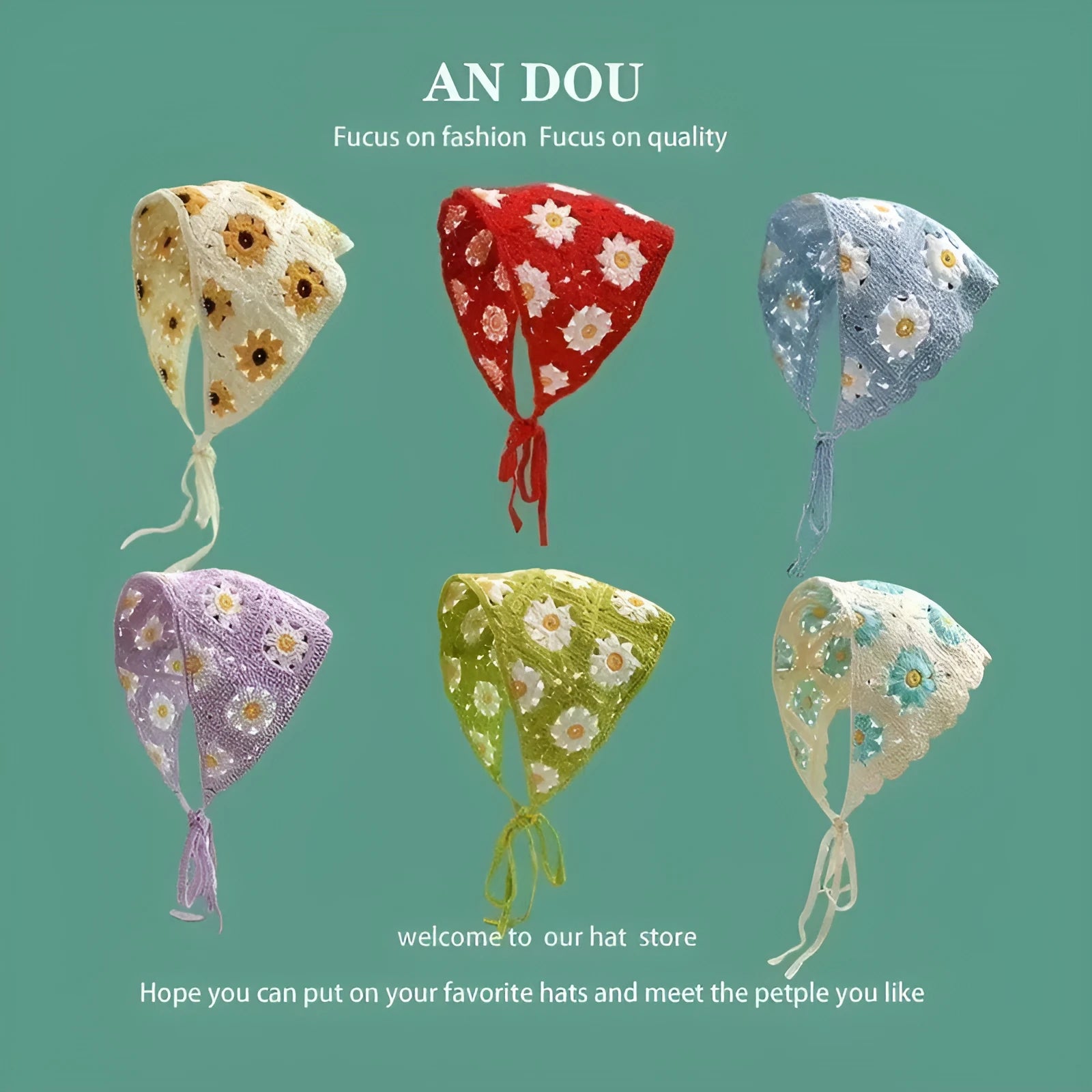 Cotton triangle headscarf with floral pattern options for women's autumn winter wear