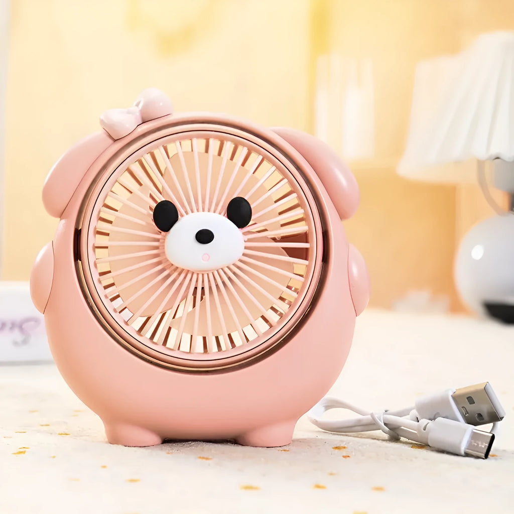 USB desktop electric fan with animal design in selected colour option for pet cooling