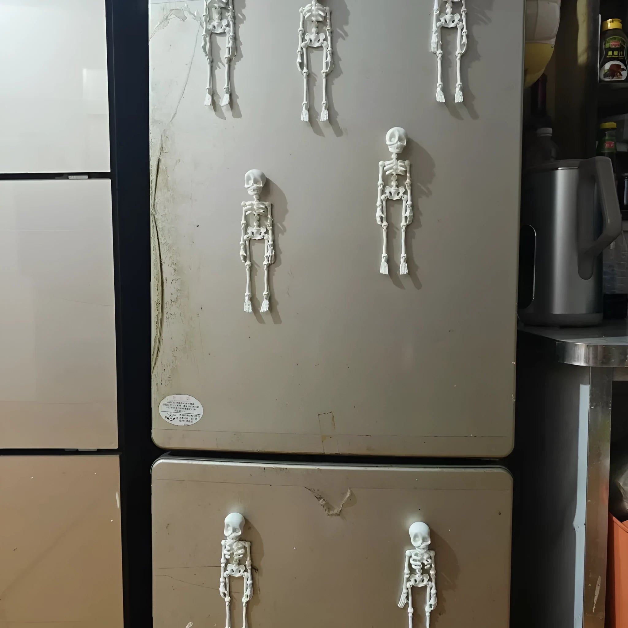 3D printed Halloween skull refrigerator magnet in modern art style with twelve colour options