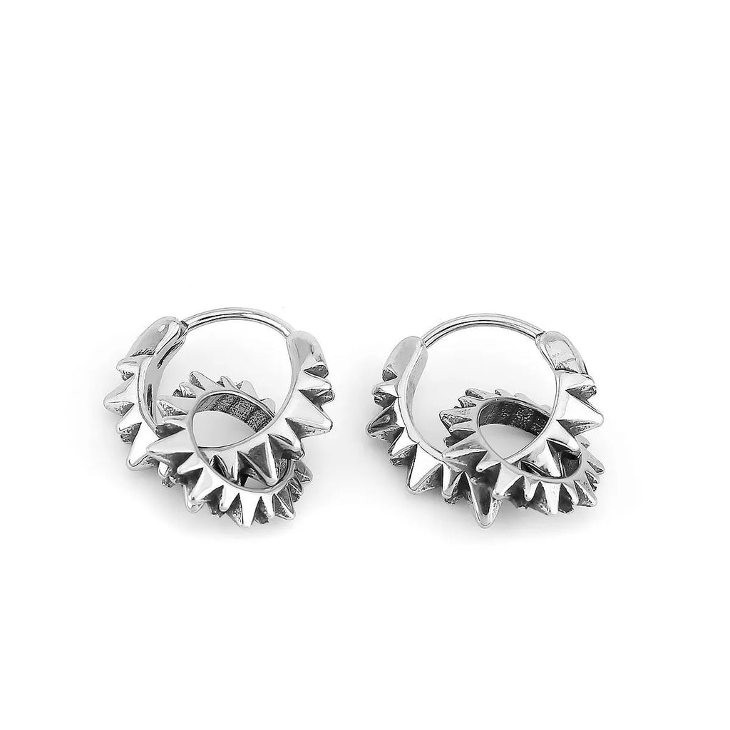 Stainless steel round ring earrings with polished steel colour finish
