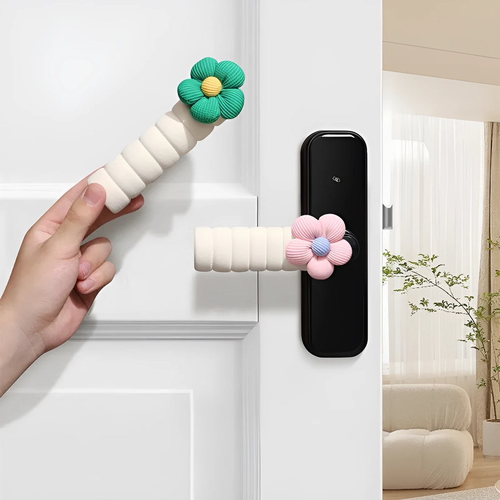 Round flower pattern door handle protective cover in multiple colour options