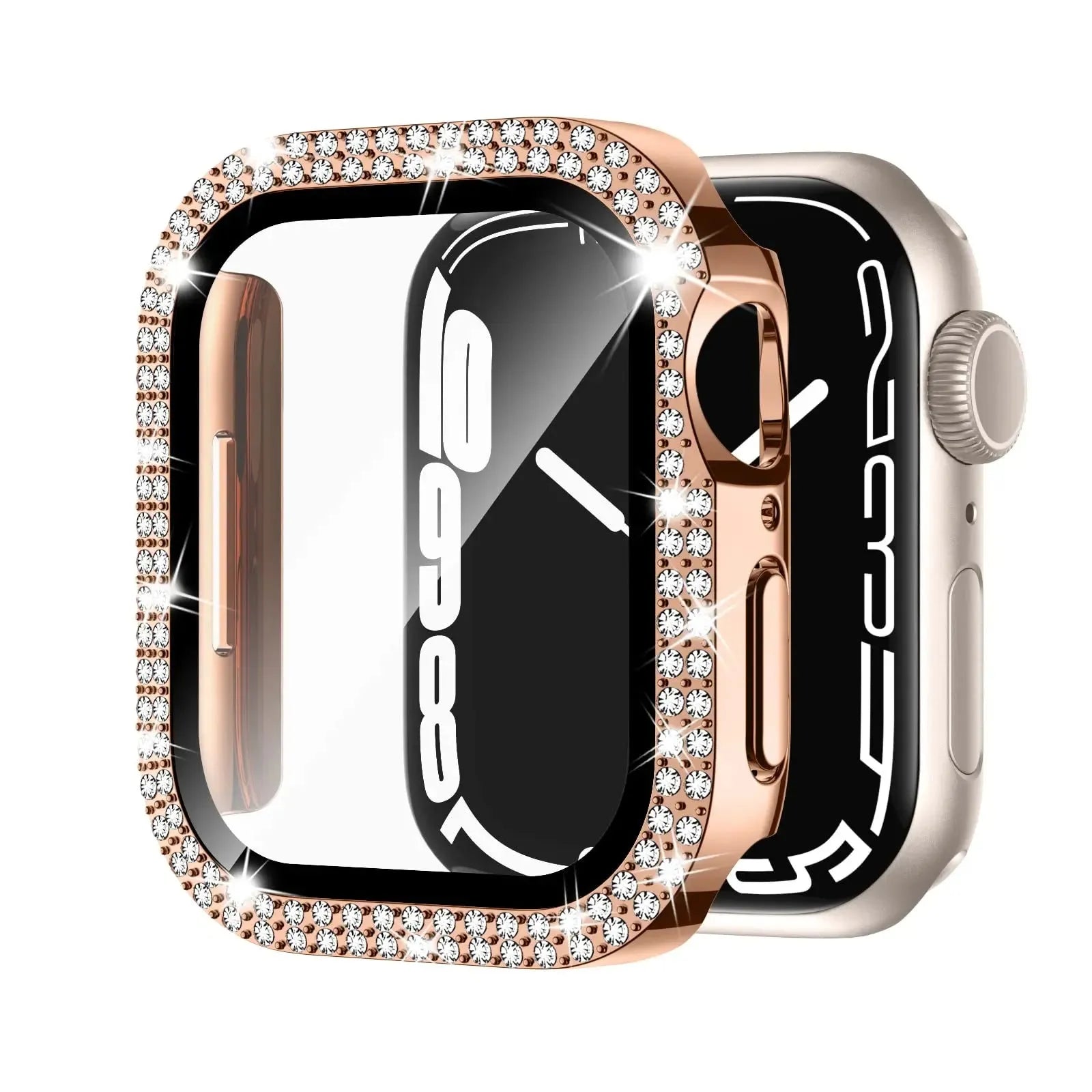Apple Watch case with double diamond glass peep-proof screen protector in multiple colours