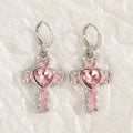 Women's classic cross crystal earrings in five colour options with dripping oil treatment finish