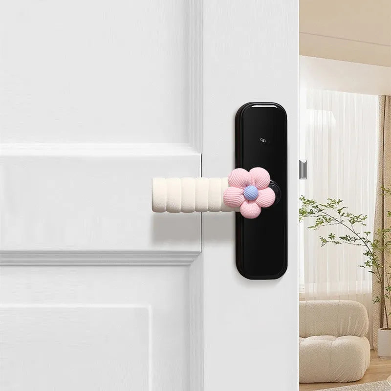 Round flower pattern door handle protective cover in multiple colour options