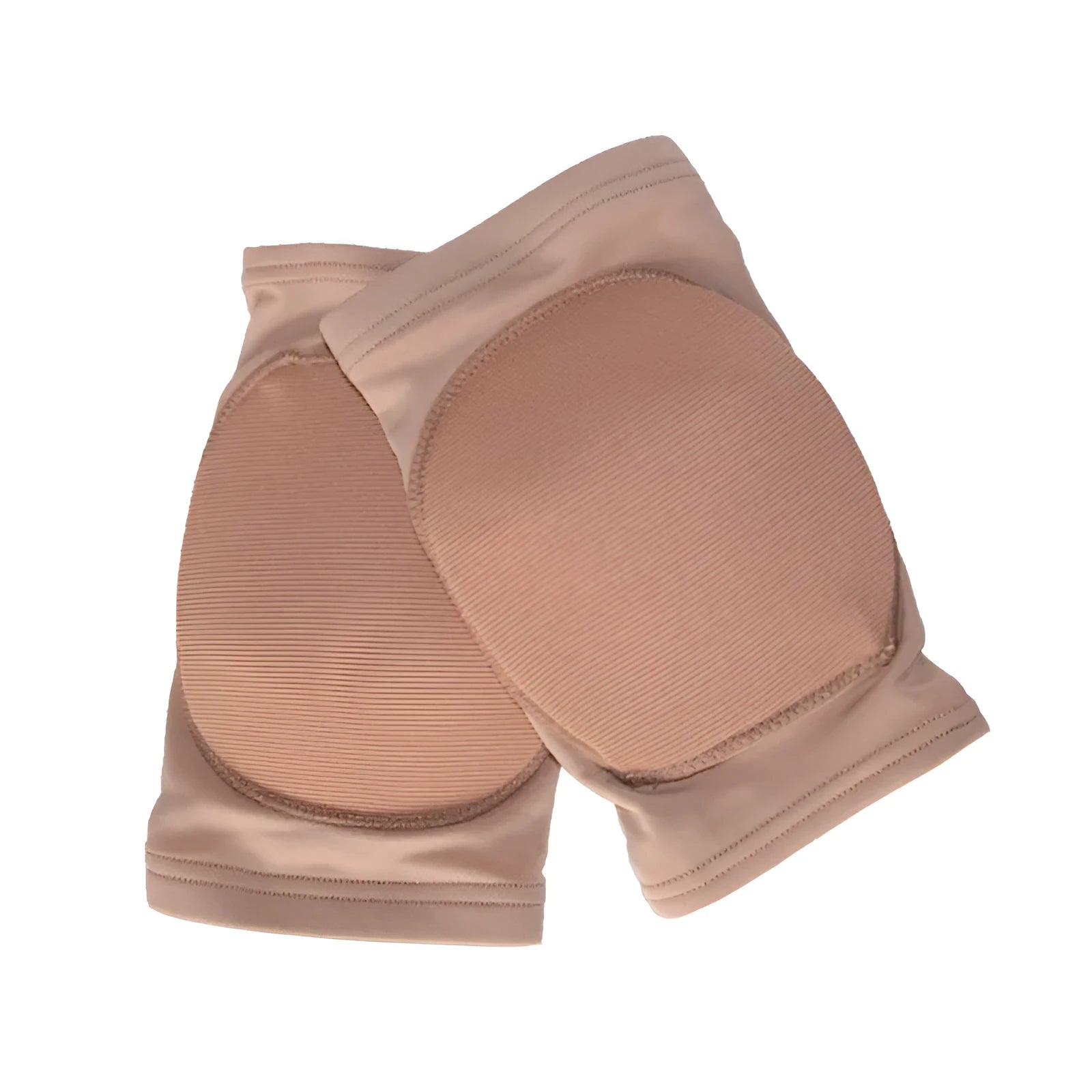 Ballet dance knee pads in skin colour and black options showing elastic construction for knee protection during exercise