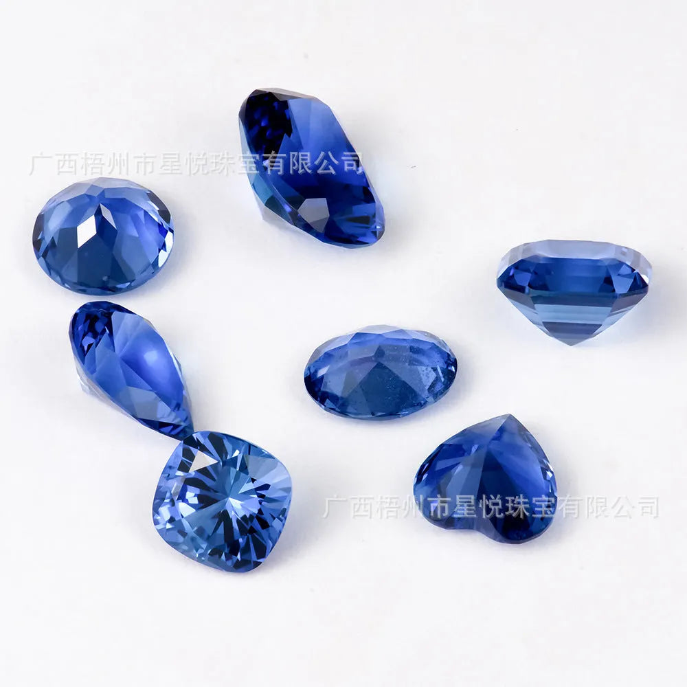 Royal blue synthetic gemstone with love heart tiara shape for jewellery making