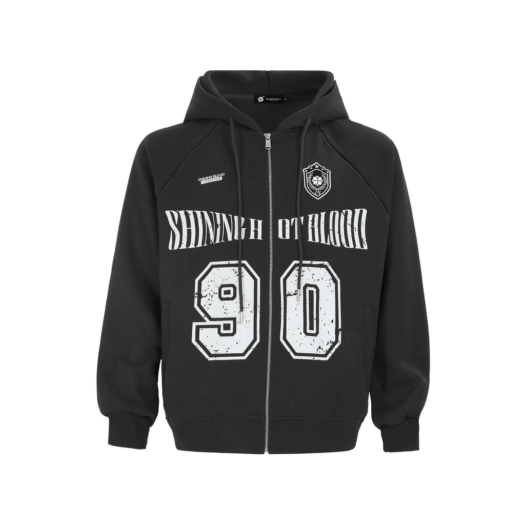 Women's American retro hooded cardigan jacket with letter embroidery in four colour options