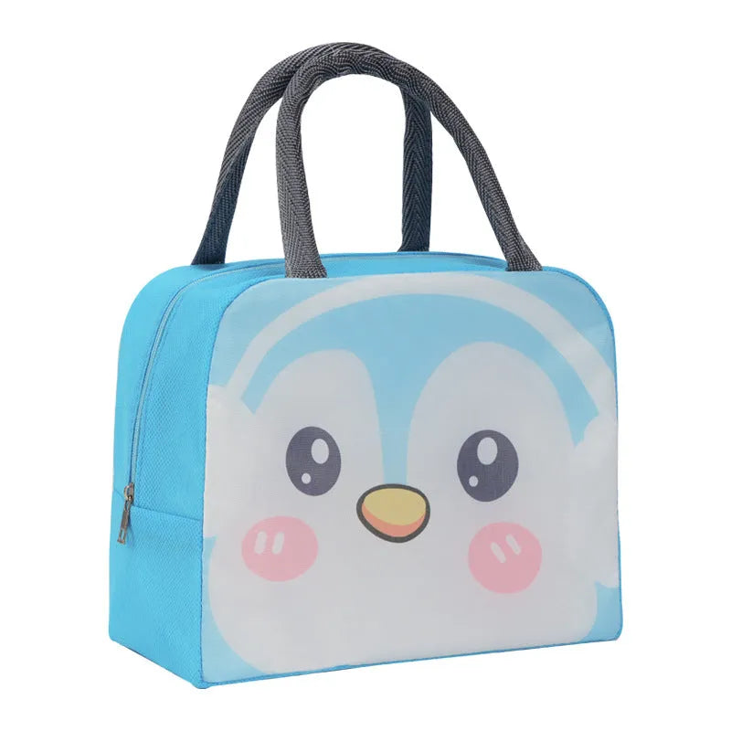 Children's insulated lunch box bag with cartoon animal design and aluminium foil insulation