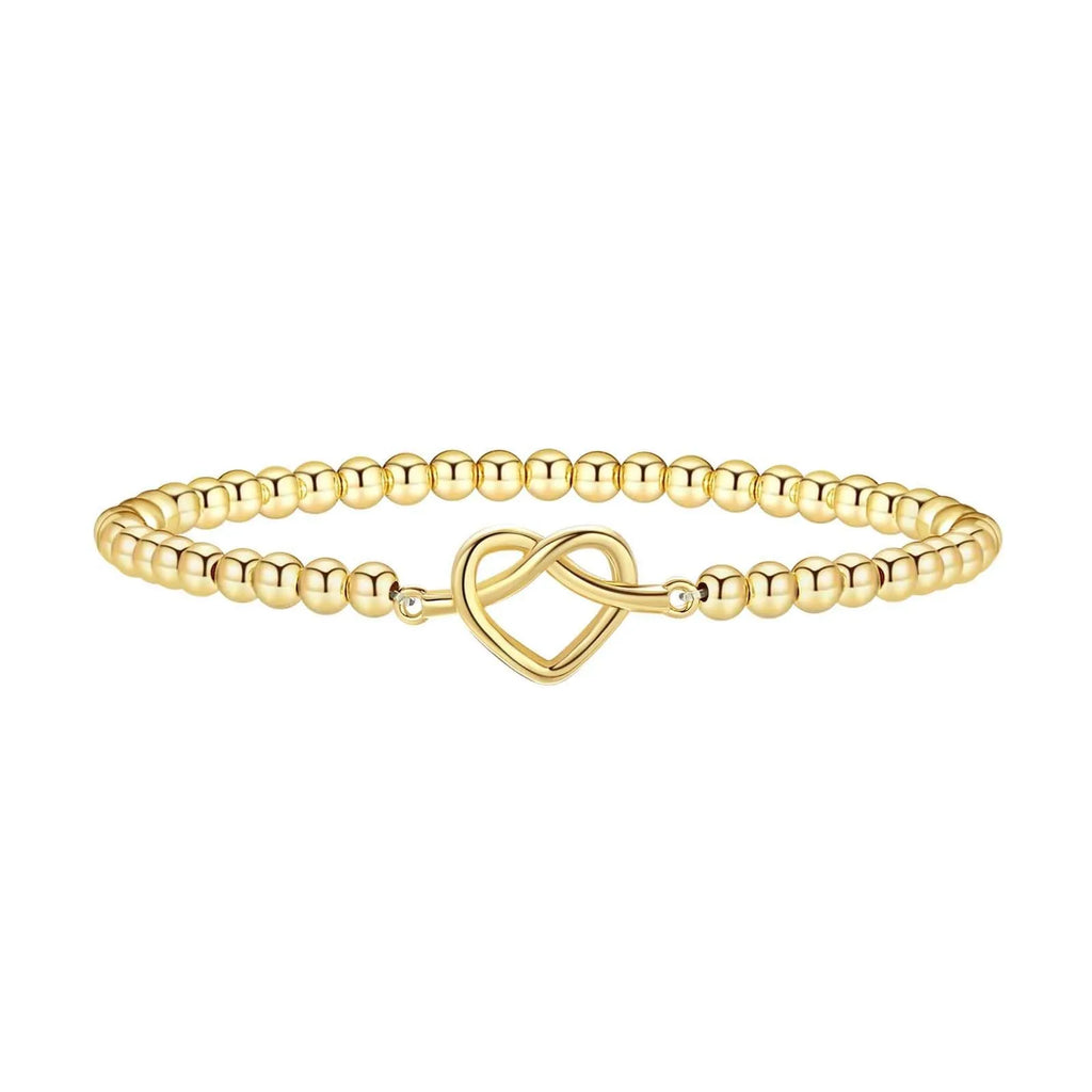 Women's adjustable stainless steel beaded bracelet in a geometric design with round accents.