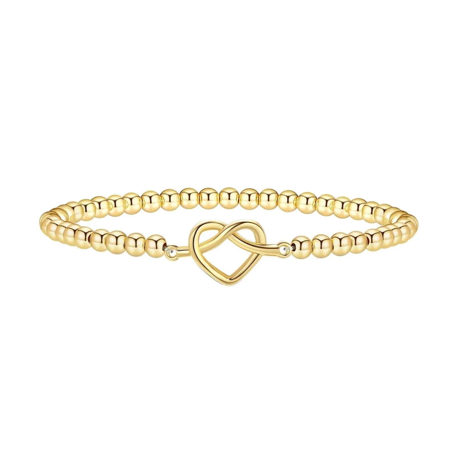 Women's adjustable stainless steel beaded bracelet in a geometric design with round accents.