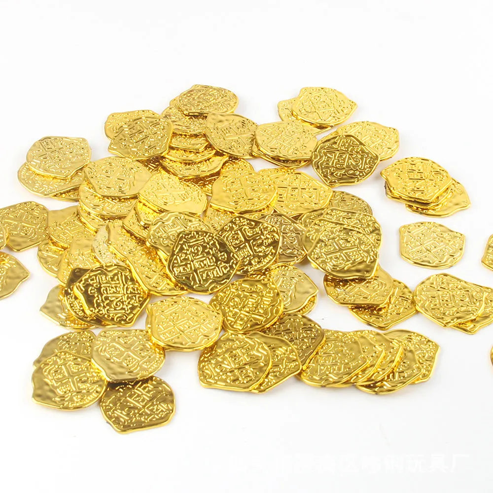 100 plastic replica Roman coins in bronze, gold, or silver electroplated finish for decorative or gaming use