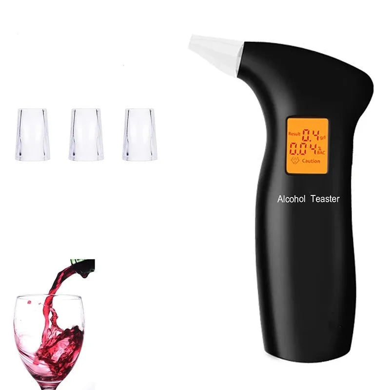 Portable orange light breath alcohol tester with four disposable mouthpieces