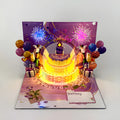 3D birthday cake greeting card with light music function and Chinese ink style design