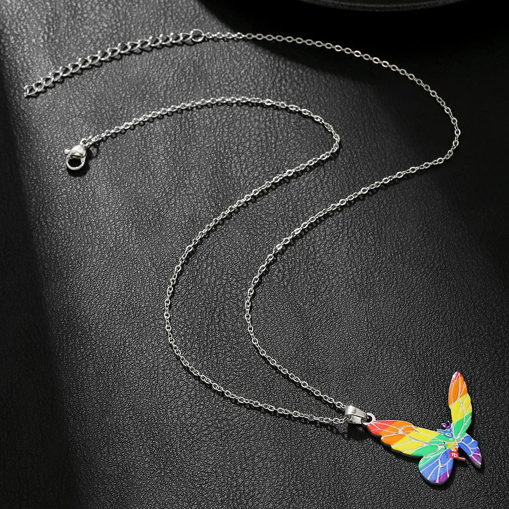 Stainless steel necklace and bracelet set with inspirational colour printing and friendship designs