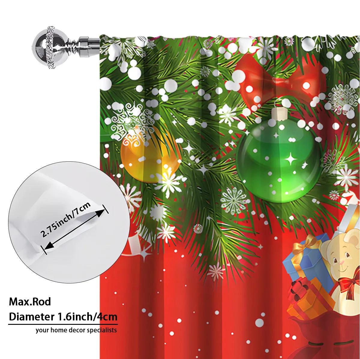 3D digital printed Christmas curtains in polyester fabric with festive patterns