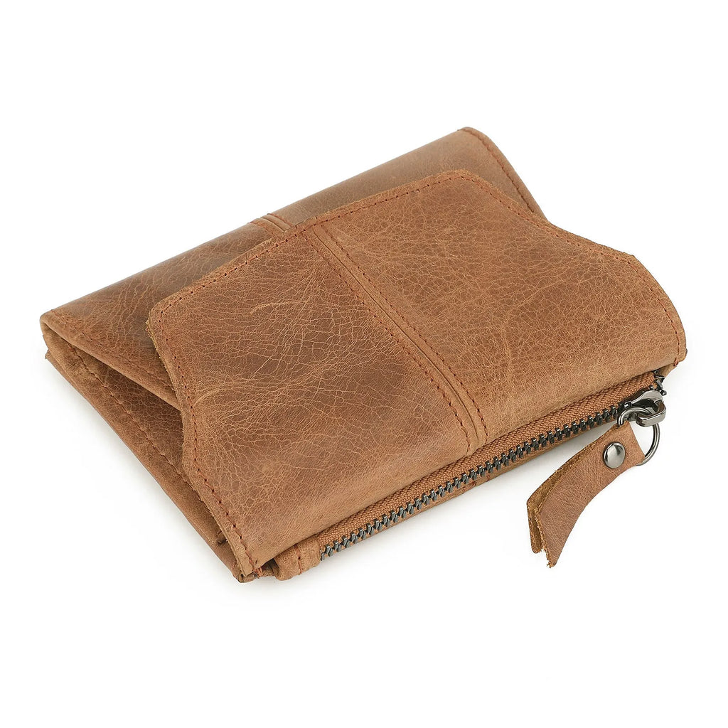 Genuine cowhide leather coin purse with stitching detail in six colour options