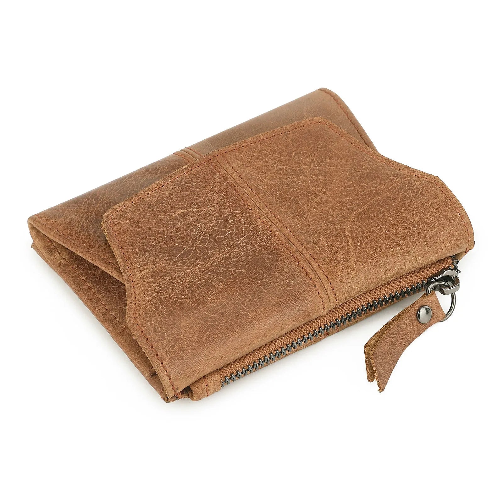 Genuine cowhide leather coin purse with stitching detail in six colour options