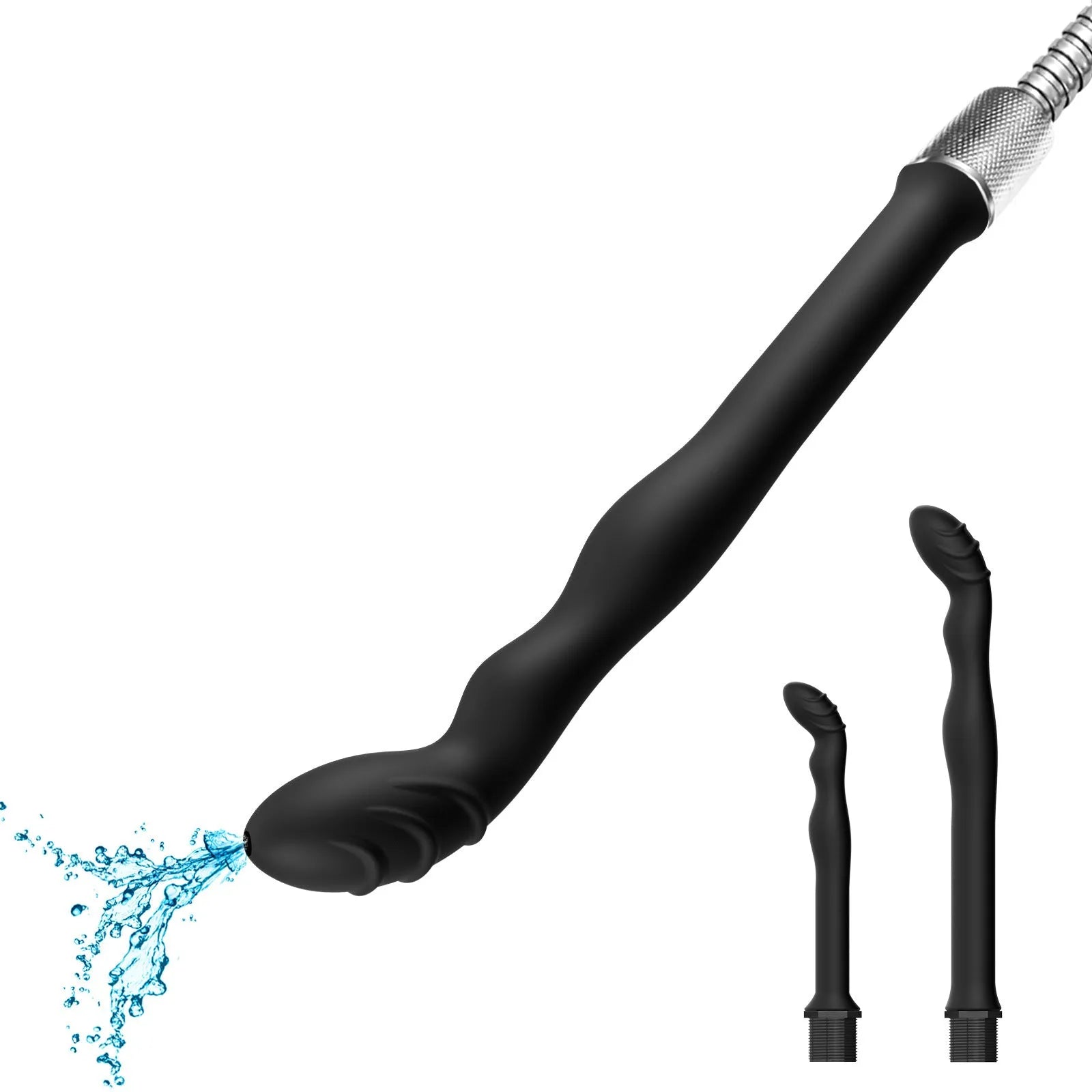 Black silicone hosepipe flusher enema tube for back court cleaning available in large and small sizes