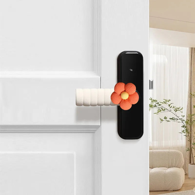 Round flower pattern door handle protective cover in multiple colour options