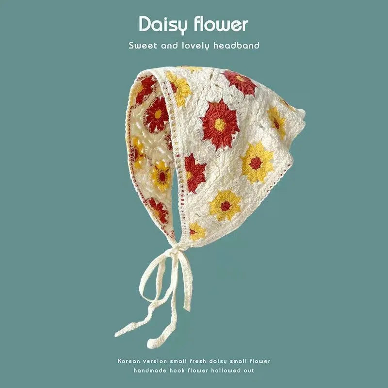Cotton triangle headscarf with floral pattern options for women's autumn winter wear