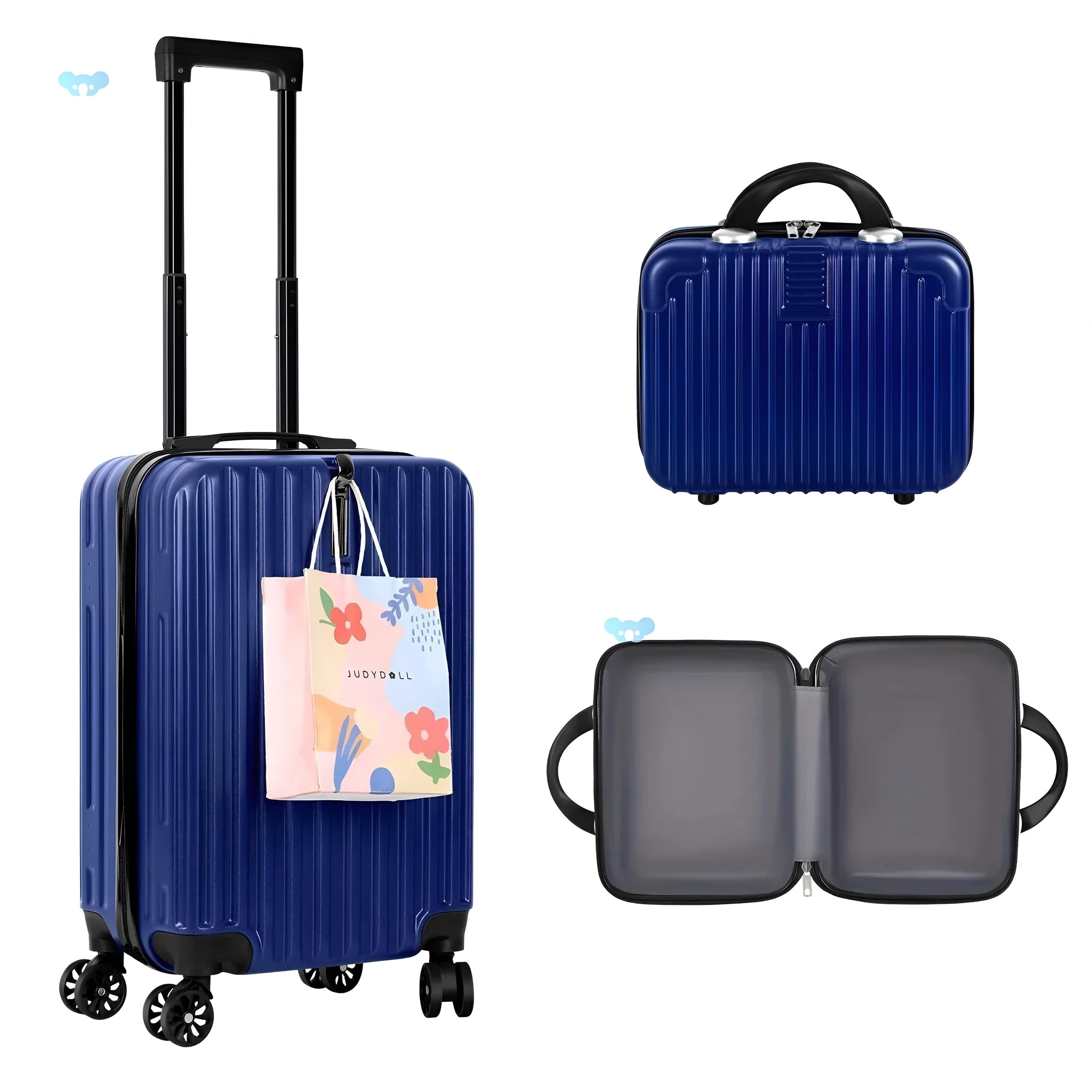 Aluminium alloy suitcase travel set with 14 inch and 20 inch trunks for male business travel
