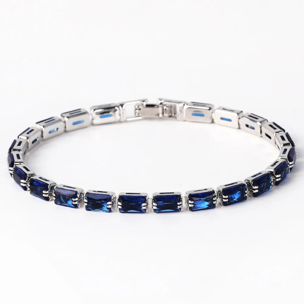 Gold or platinum electroplated women's bracelet with coloured zircon stones in ins style.